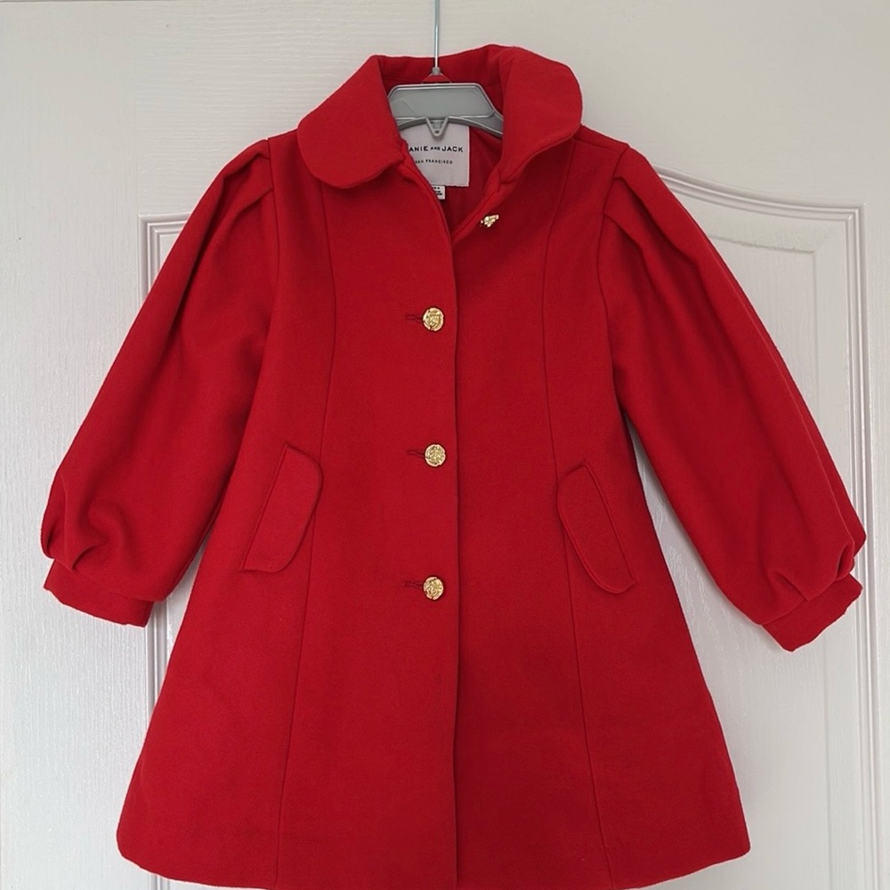 Red Janie Jack Pea Coat Size 3-4